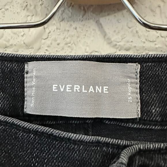 EVERLANE Kick Crop Jeans Charcoal High Rise Bootcut Frayed Grunge - Picture 11 of 15